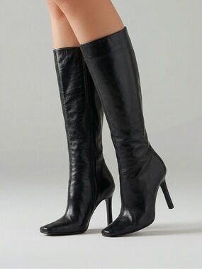 Giuseppe Zanotti Black Leather Over-the-Knee Stiletto Boots heels sz 6
